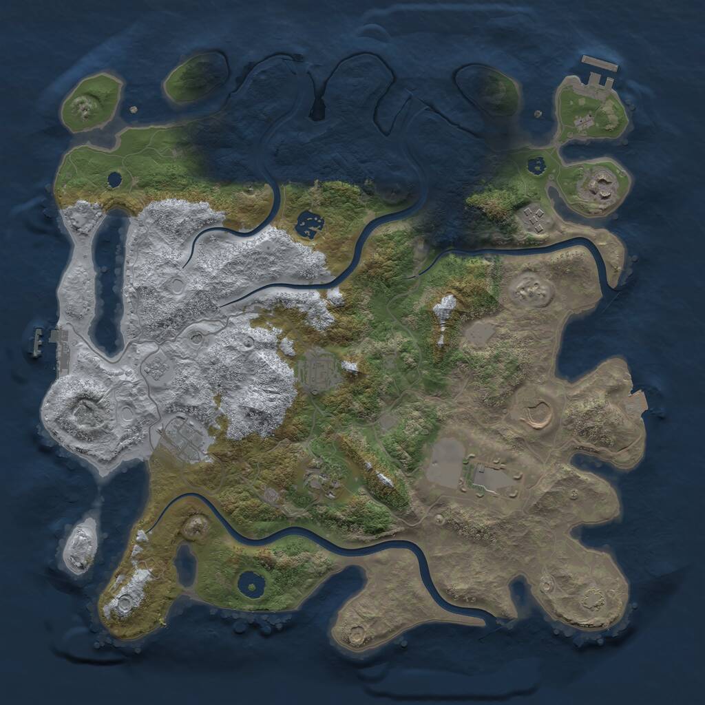 Rust Map: Procedural Map, Size: 3900, Seed: 917307383, 14 Monuments