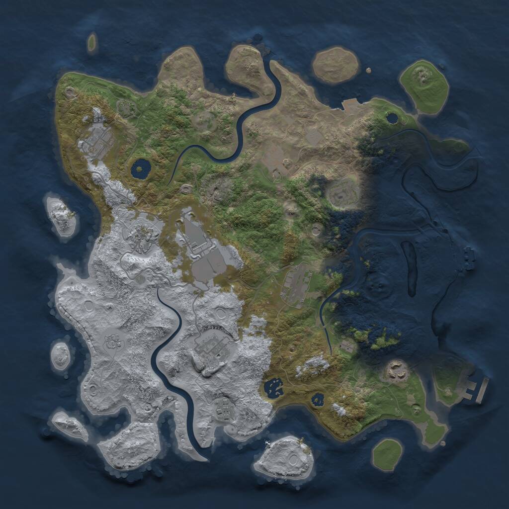 Rust Map: Procedural Map, Size: 3800, Seed: 678030, 16 Monuments