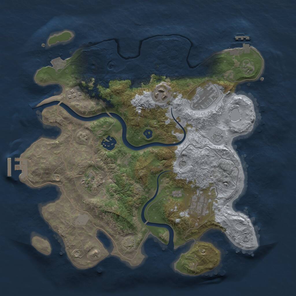 Rust Map: Procedural Map, Size: 3200, Seed: 1765833038, 12 Monuments