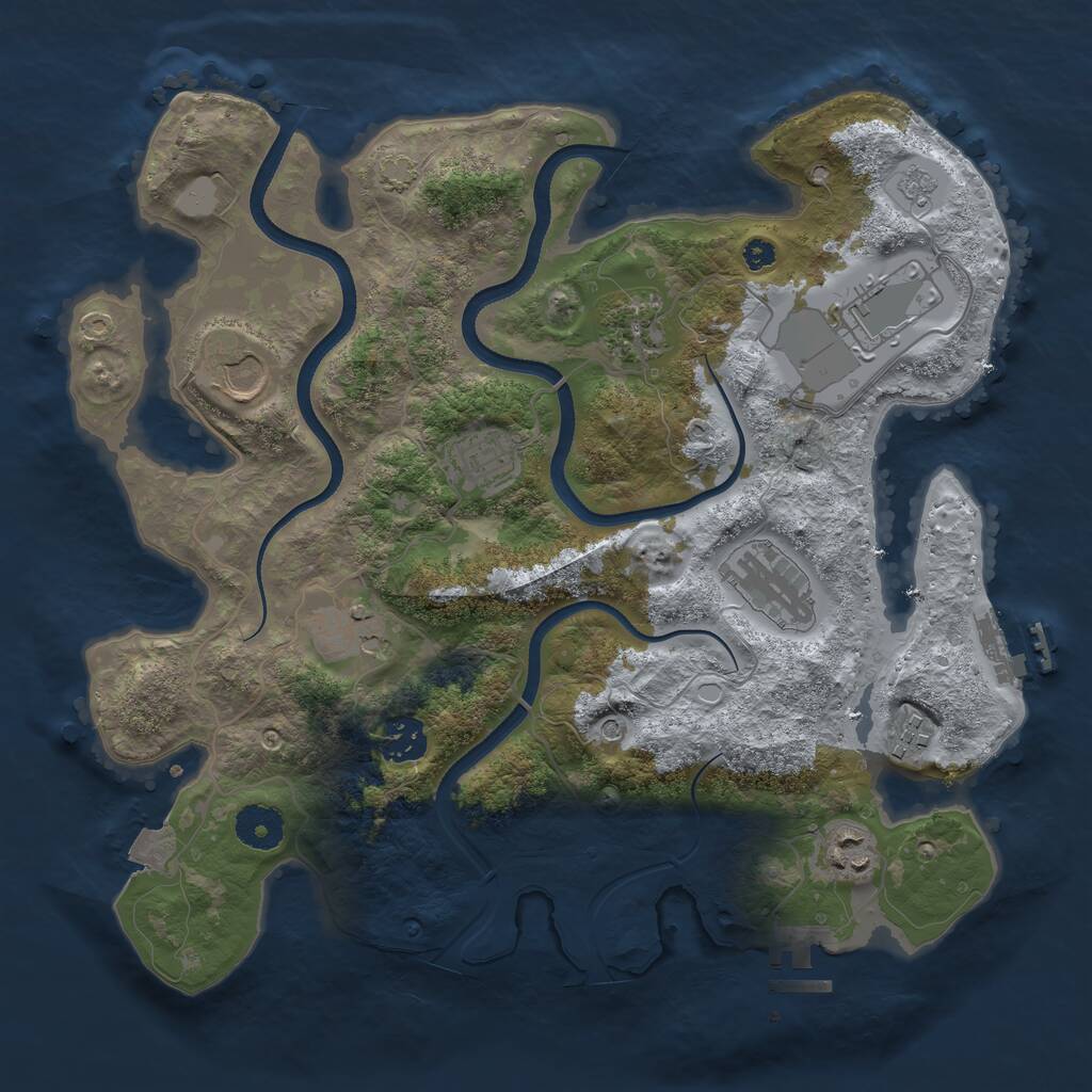 Rust Map: Procedural Map, Size: 3500, Seed: 185934875, 15 Monuments