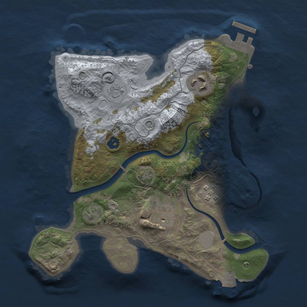 Rust Map: Procedural Map, Size: 2500, Seed: 325977164, 8 Monuments