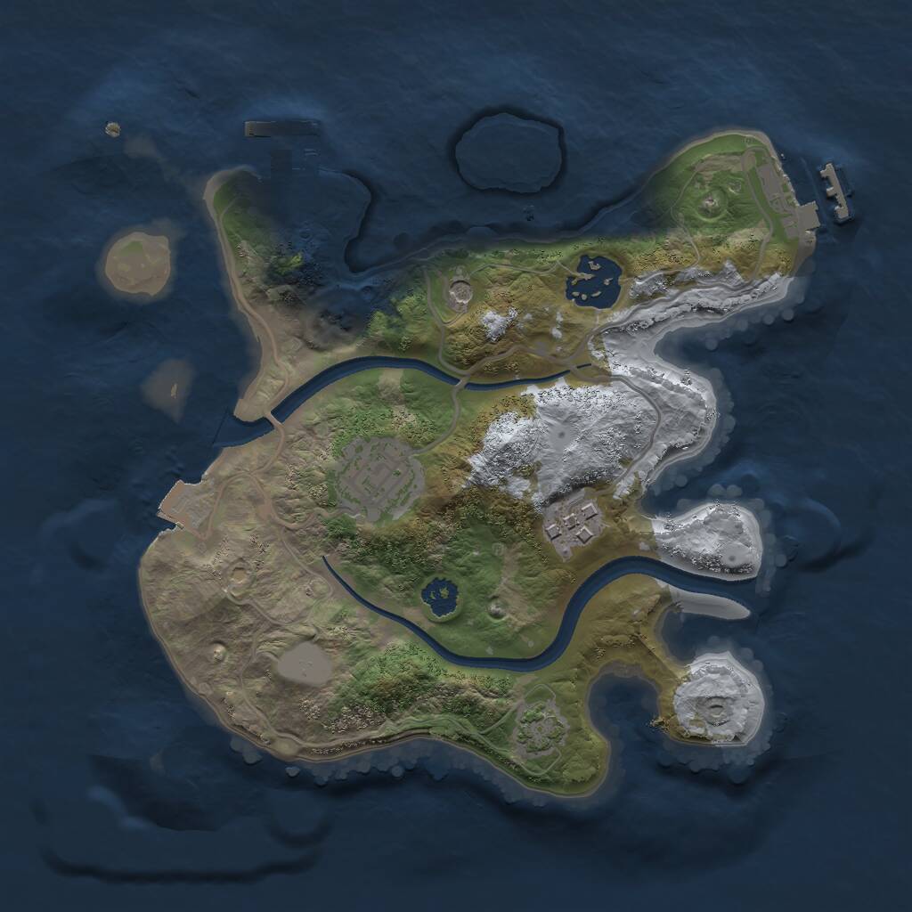 Rust Map: Procedural Map, Size: 2500, Seed: 970162812, 8 Monuments