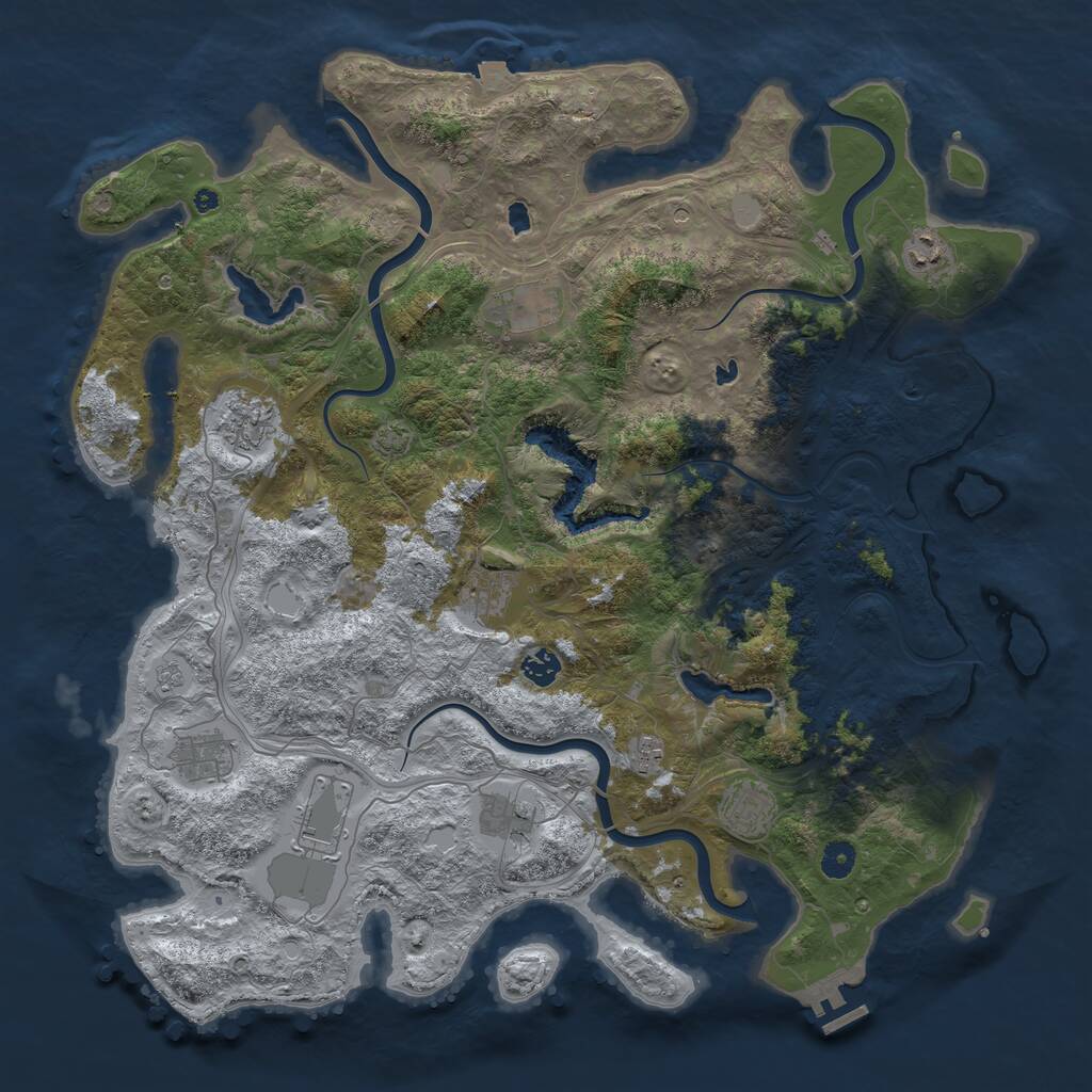 Rust Map: Procedural Map, Size: 4500, Seed: 9275495, 15 Monuments