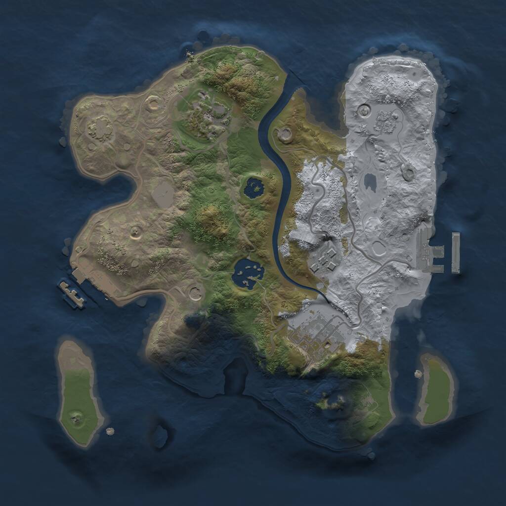 Rust Map: Procedural Map, Size: 2500, Seed: 1530026889, 10 Monuments