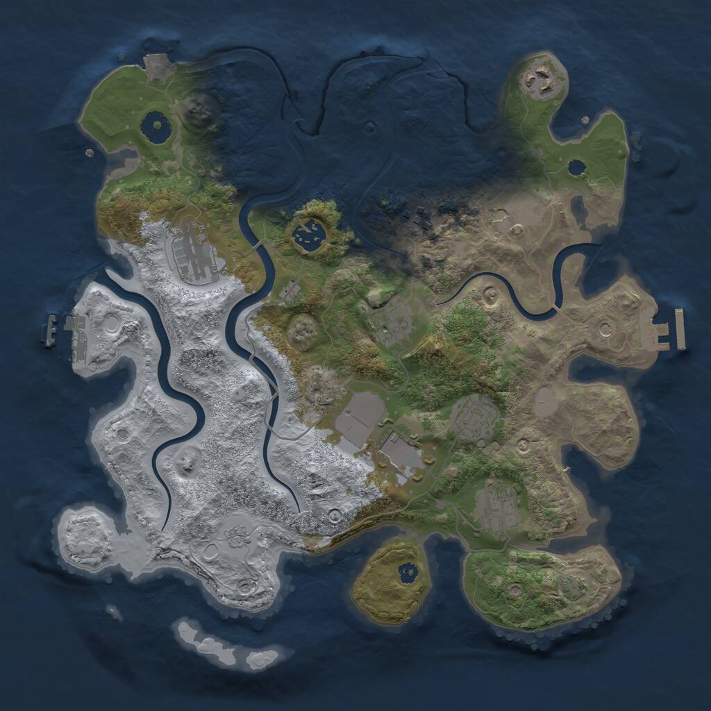 Rust Map: Procedural Map, Size: 3501, Seed: 491247, 15 Monuments