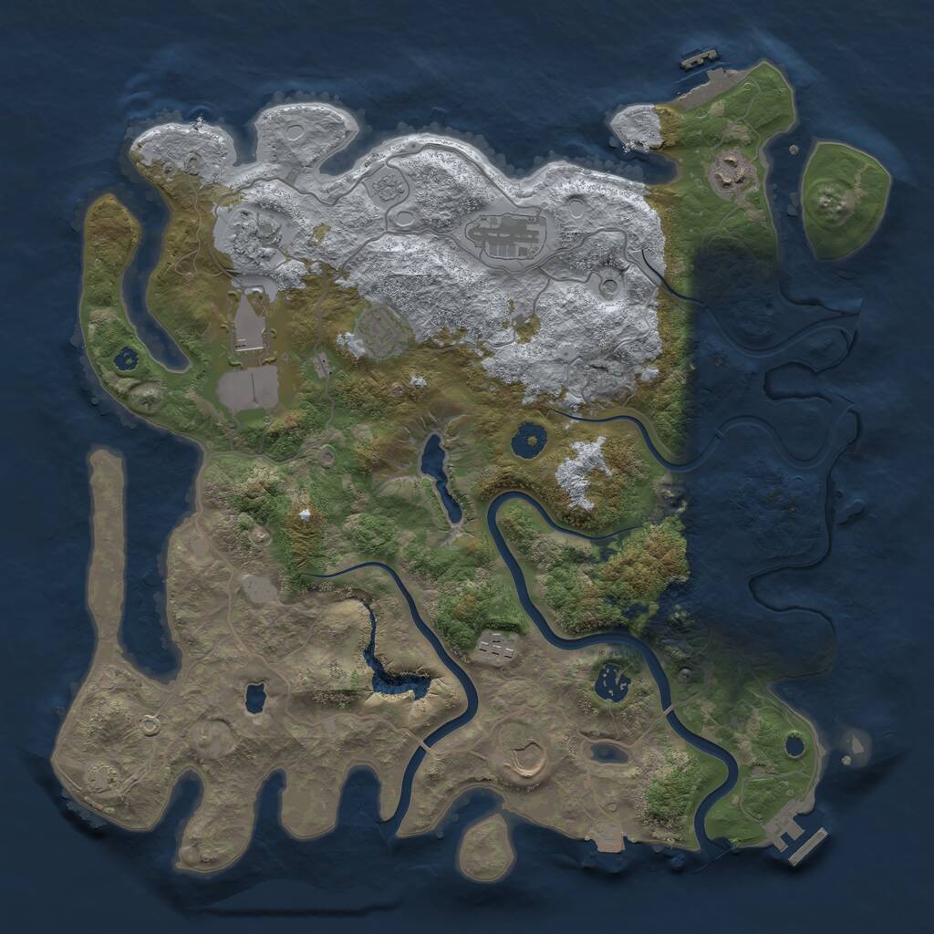 Rust Map: Procedural Map, Size: 4000, Seed: 554927276, 14 Monuments