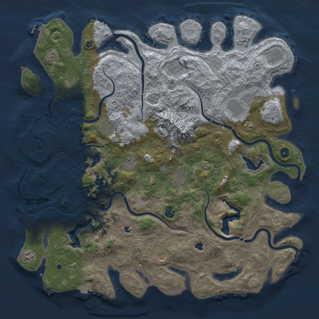 Rust Map: Procedural Map, Size: 5000, Seed: 140699379, 16 Monuments