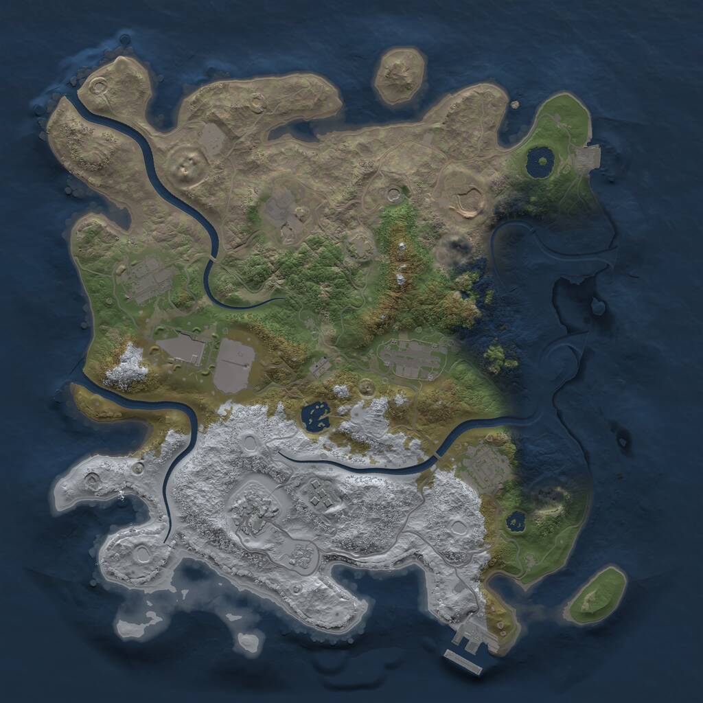 Rust Map: Procedural Map, Size: 3500, Seed: 33532411, 14 Monuments