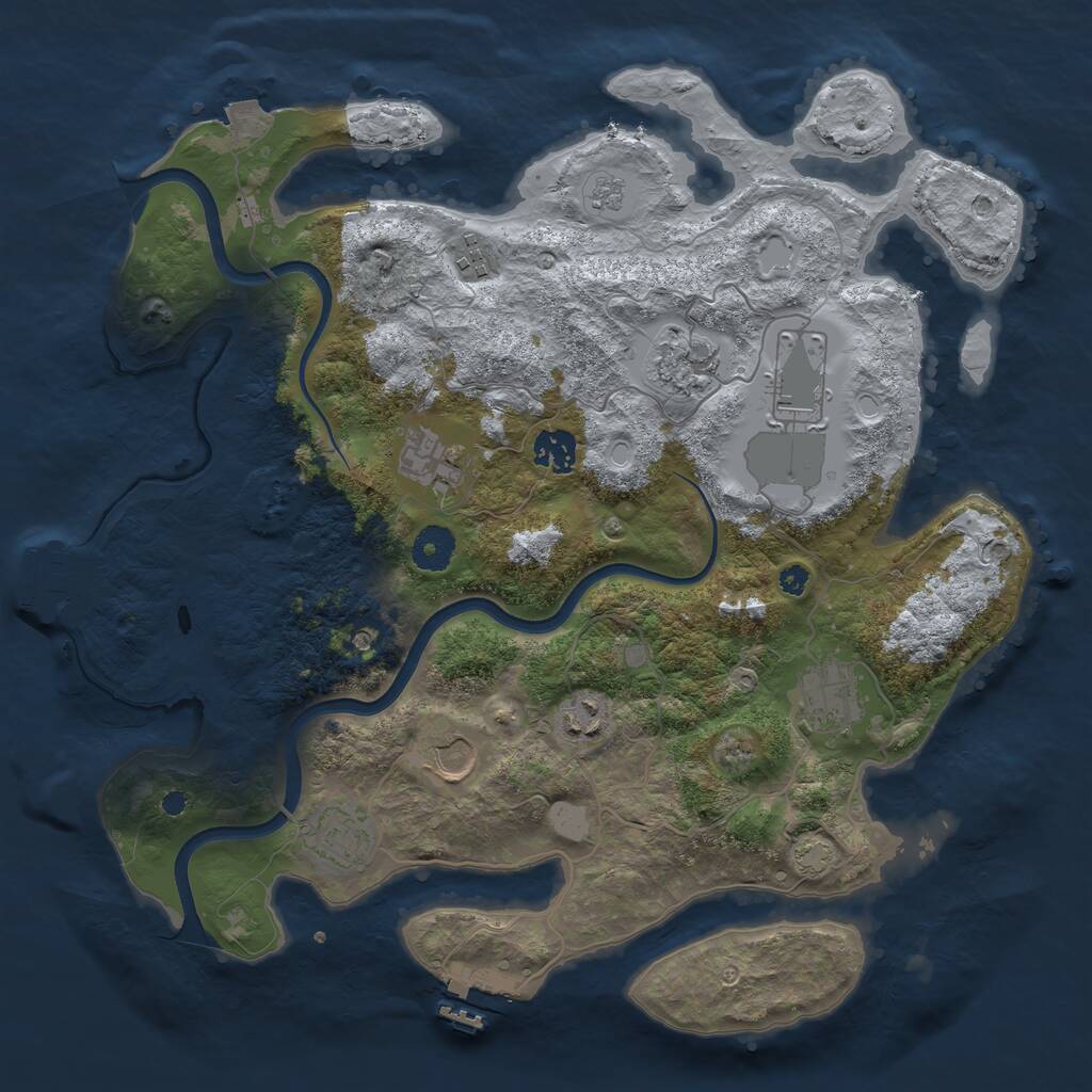 Rust Map: Procedural Map, Size: 3700, Seed: 5745465, 15 Monuments
