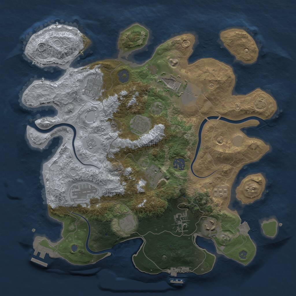 Rust Map: Procedural Map, Size: 3500, Seed: 3263, 15 Monuments