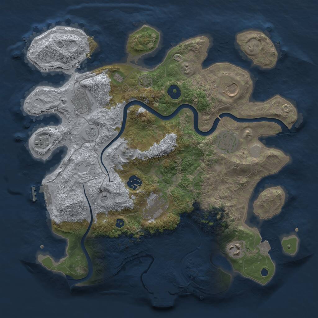 Rust Map: Procedural Map, Size: 3500, Seed: 3263, 13 Monuments