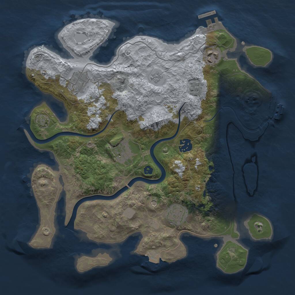 Rust Map: Procedural Map, Size: 3250, Seed: 2031678170, 12 Monuments