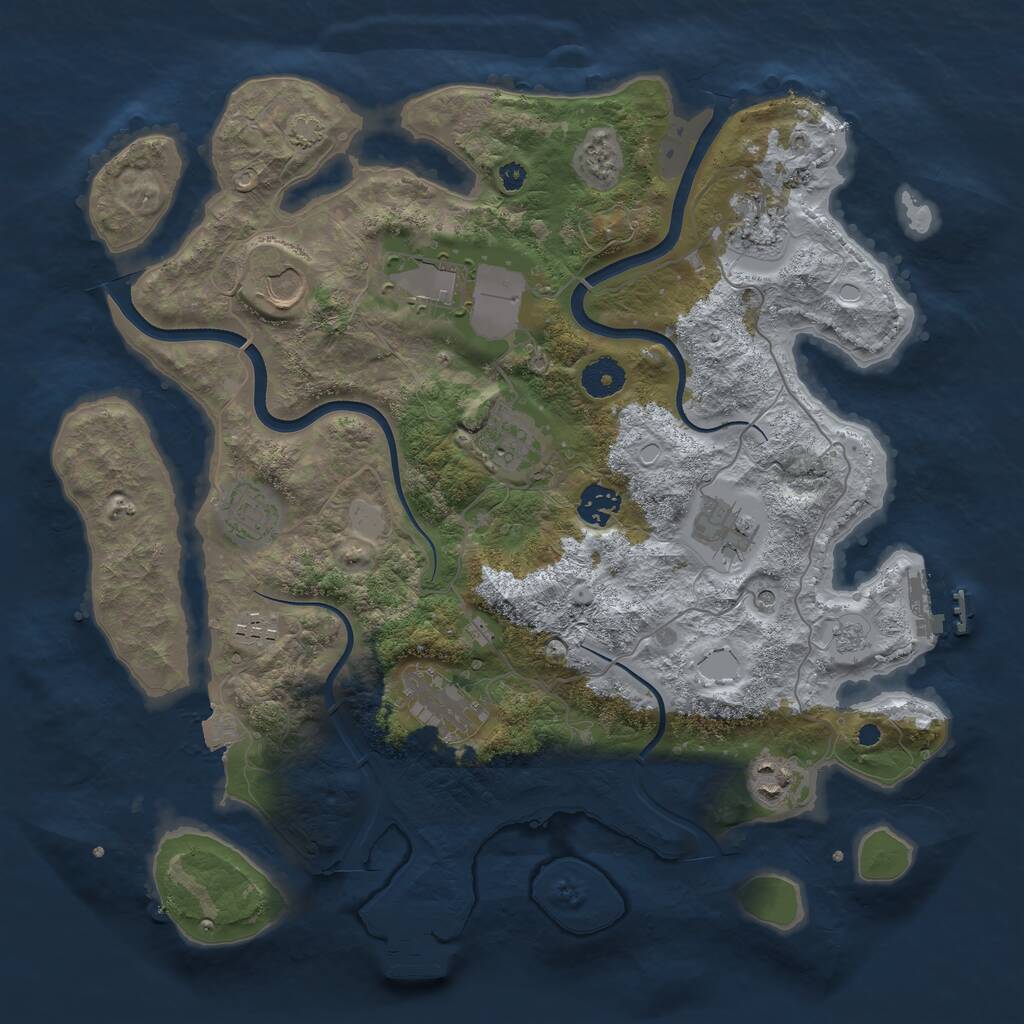 Rust Map: Procedural Map, Size: 3750, Seed: 18675, 16 Monuments
