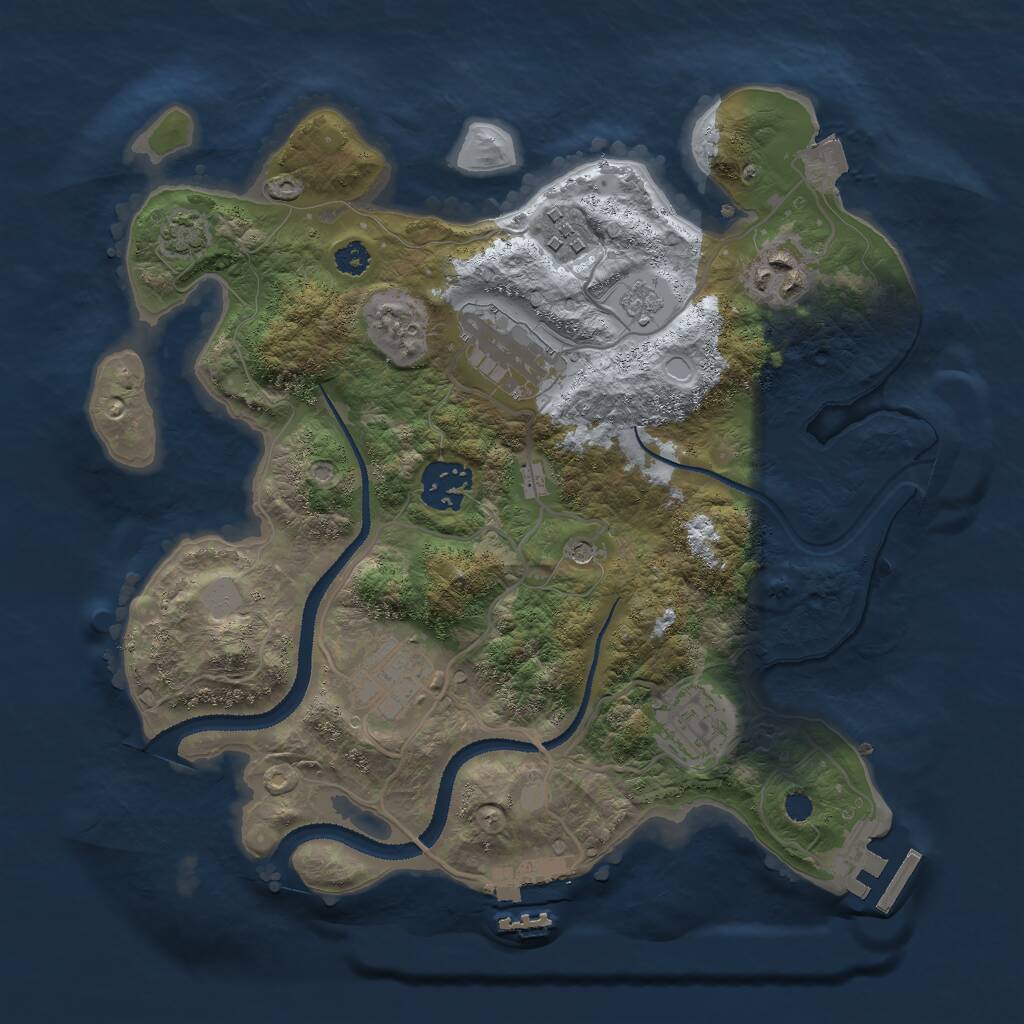 Rust Map: Procedural Map, Size: 3000, Seed: 1846077251, 12 Monuments