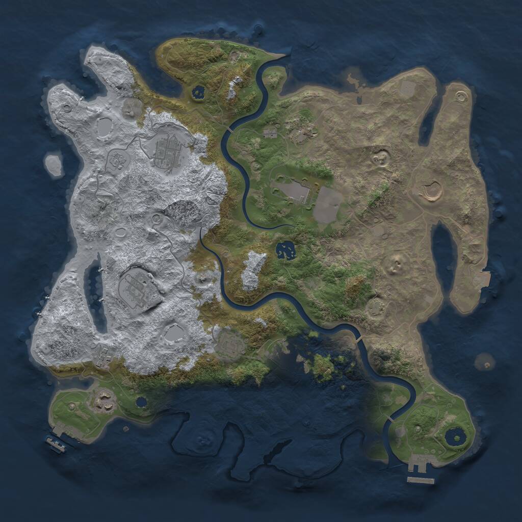 Rust Map: Procedural Map, Size: 3900, Seed: 690038472, 16 Monuments