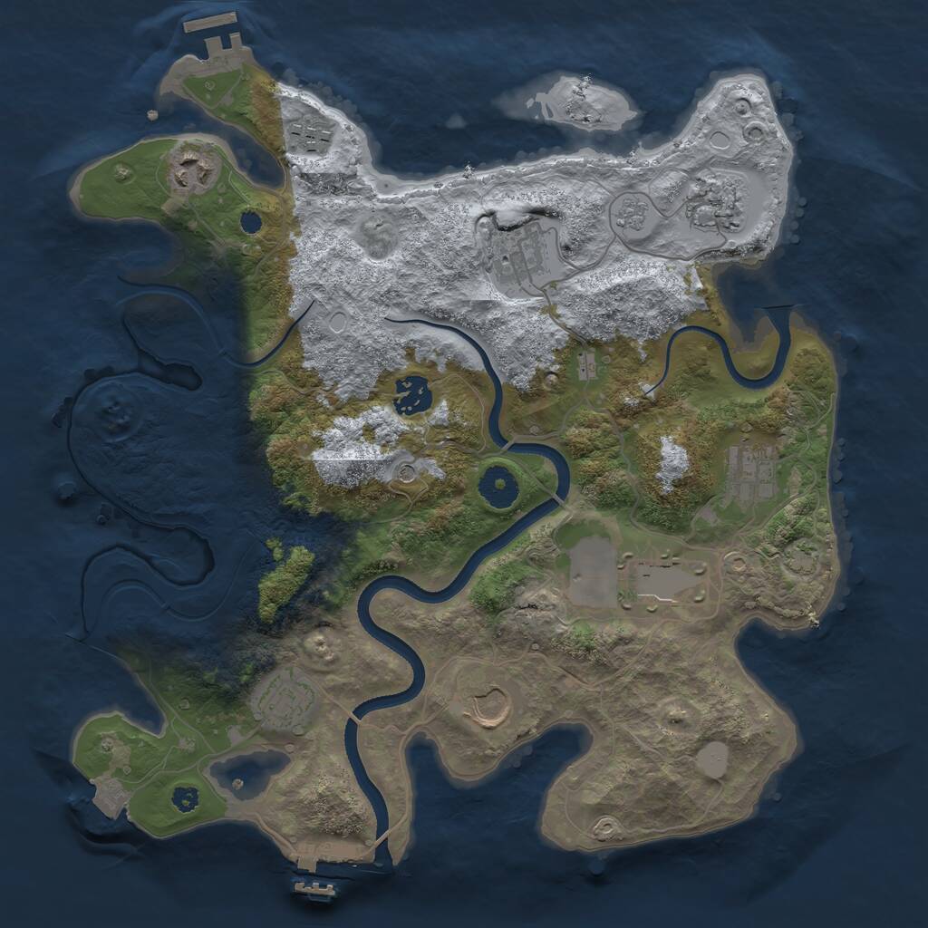 Rust Map: Procedural Map, Size: 3500, Seed: 1029703979, 15 Monuments