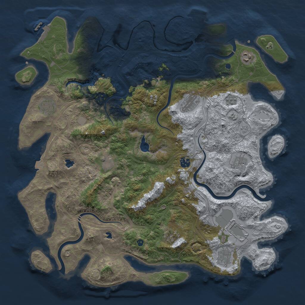 Rust Map: Procedural Map, Size: 4500, Seed: 476447053, 16 Monuments