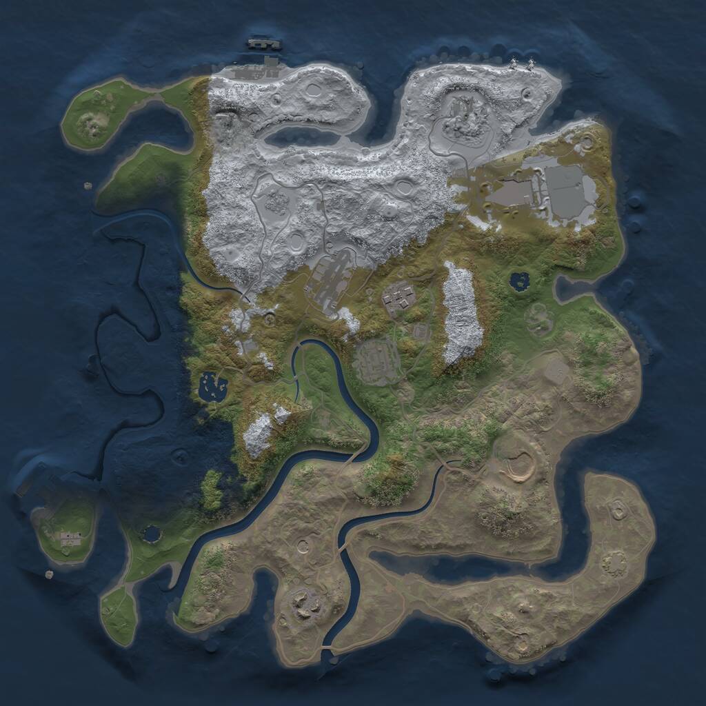 Rust Map: Procedural Map, Size: 3500, Seed: 275059926, 14 Monuments
