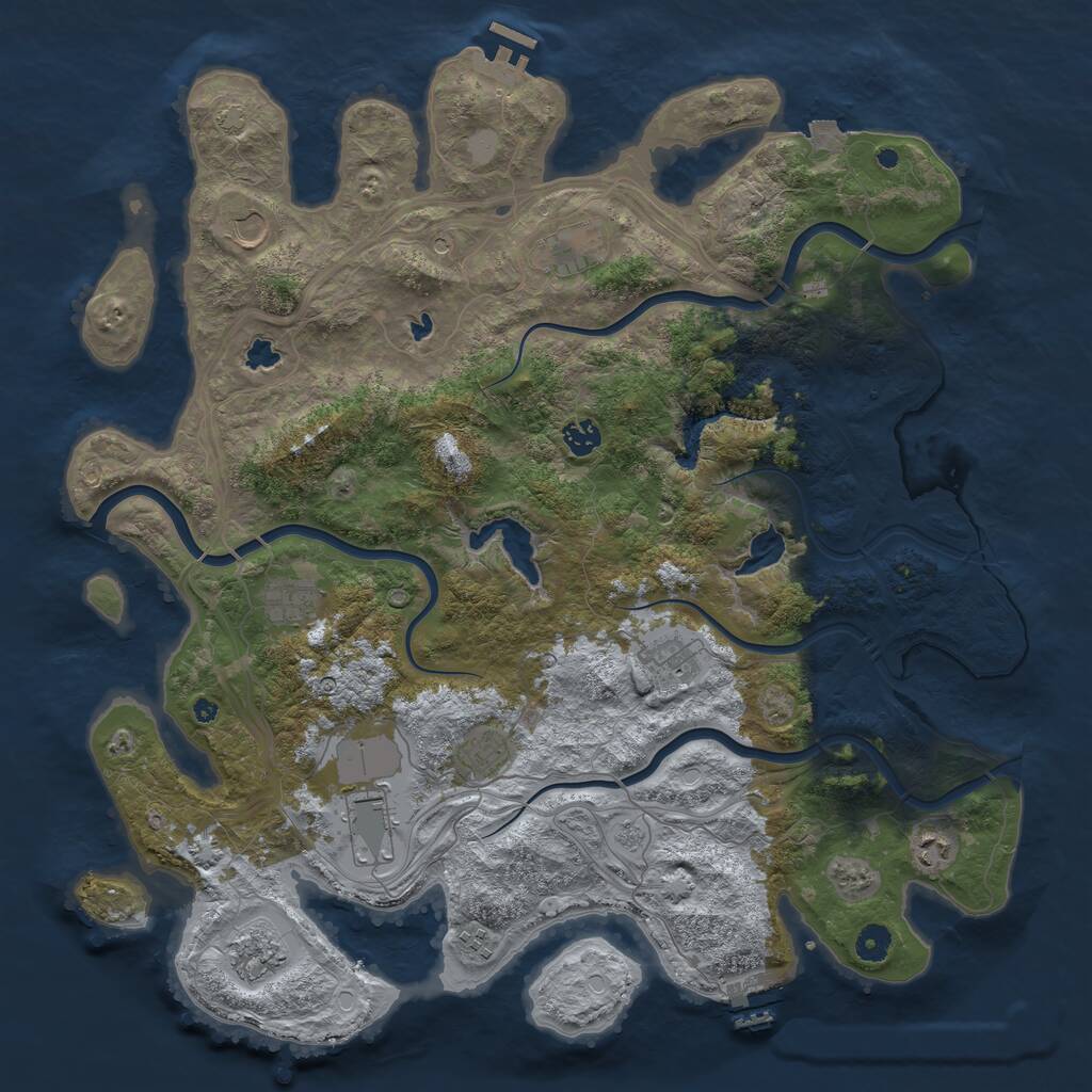 Rust Map: Procedural Map, Size: 4500, Seed: 215013767, 16 Monuments