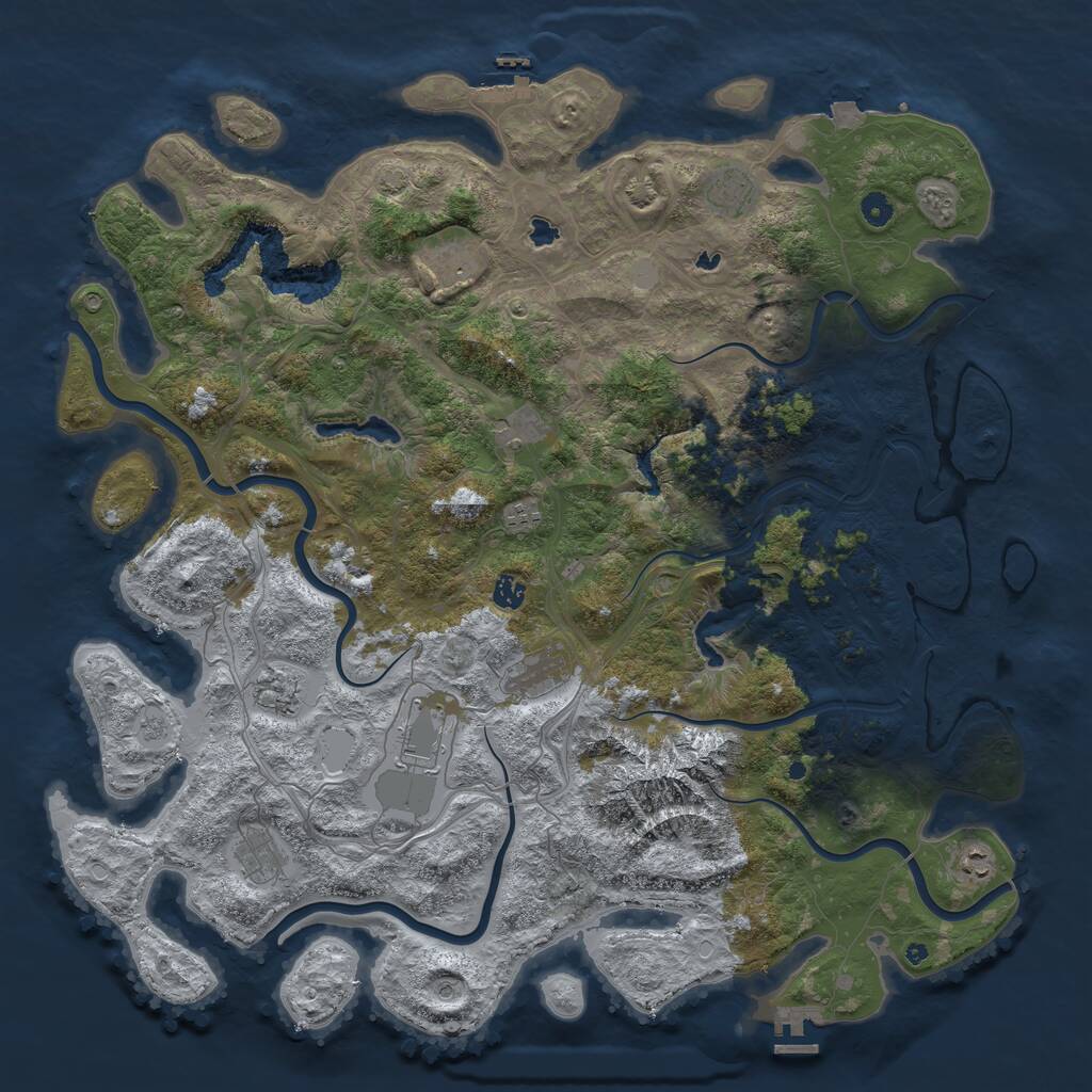 Rust Map: Procedural Map, Size: 5000, Seed: 536741, 16 Monuments