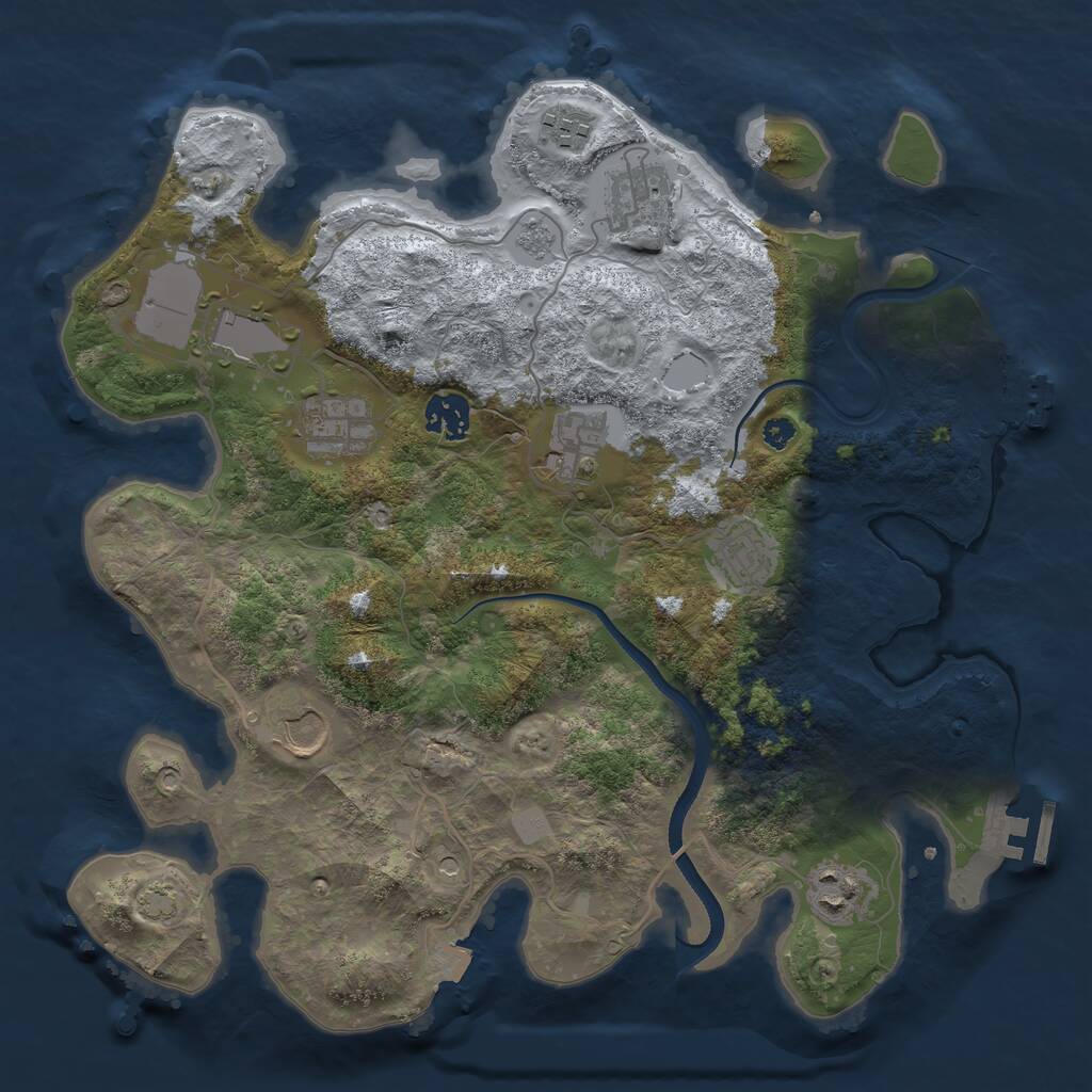 Rust Map: Procedural Map, Size: 3500, Seed: 98172634, 15 Monuments