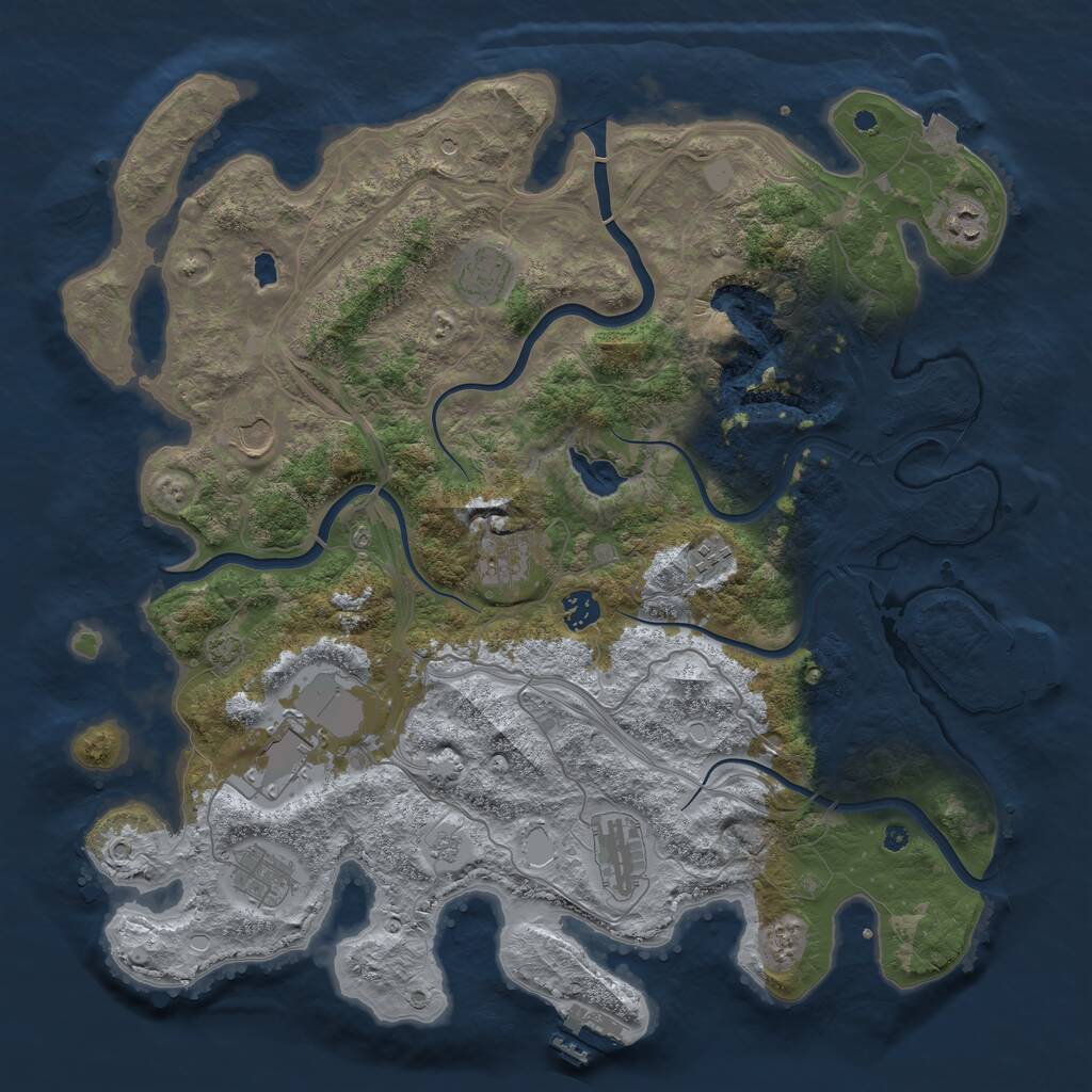 Rust Map: Procedural Map, Size: 4250, Seed: 1240453631, 15 Monuments