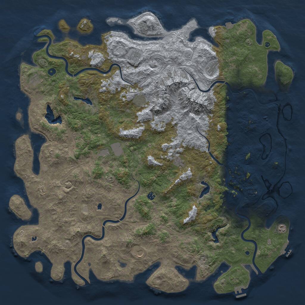 Rust Map: Procedural Map, Size: 6000, Seed: 639122288, 17 Monuments
