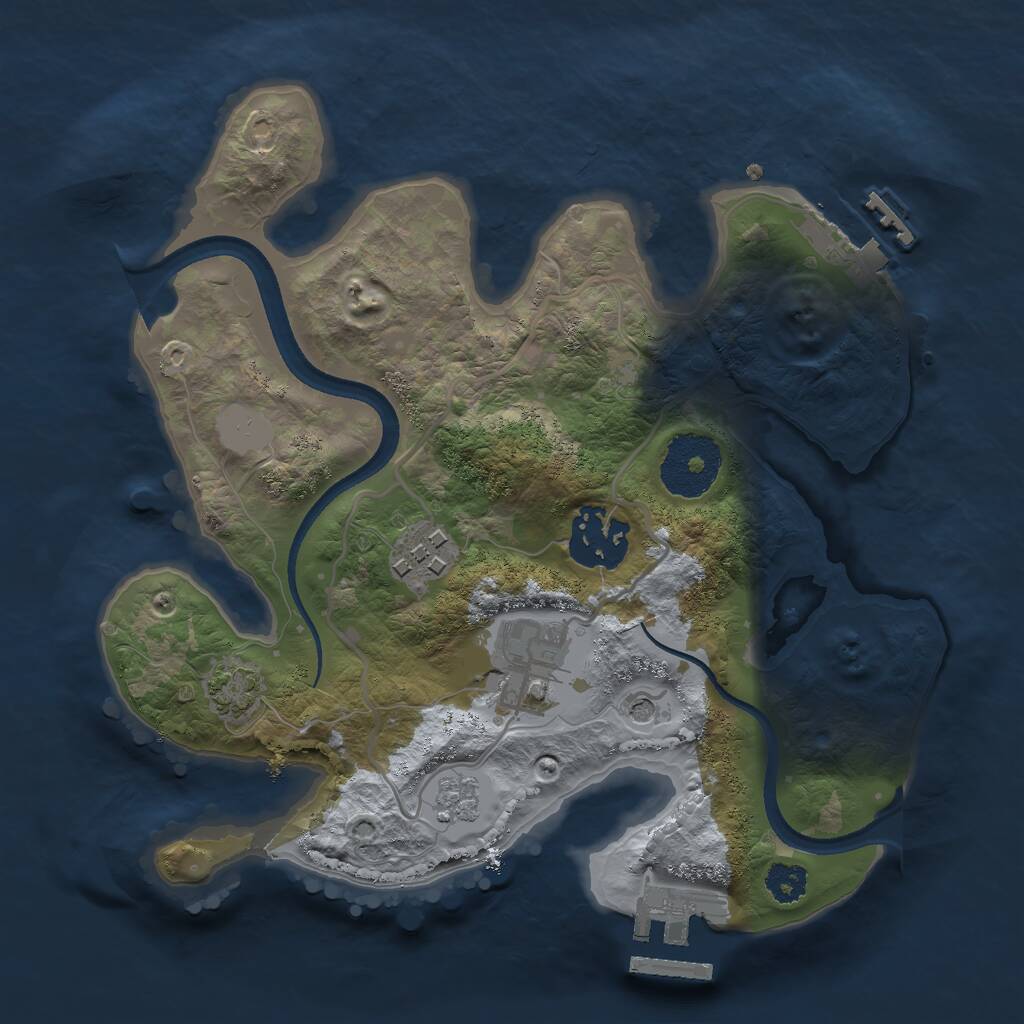 Rust Map: Procedural Map, Size: 2500, Seed: 1241241525, 9 Monuments