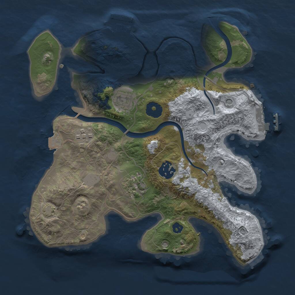 Rust Map: Procedural Map, Size: 2750, Seed: 511391732, 9 Monuments