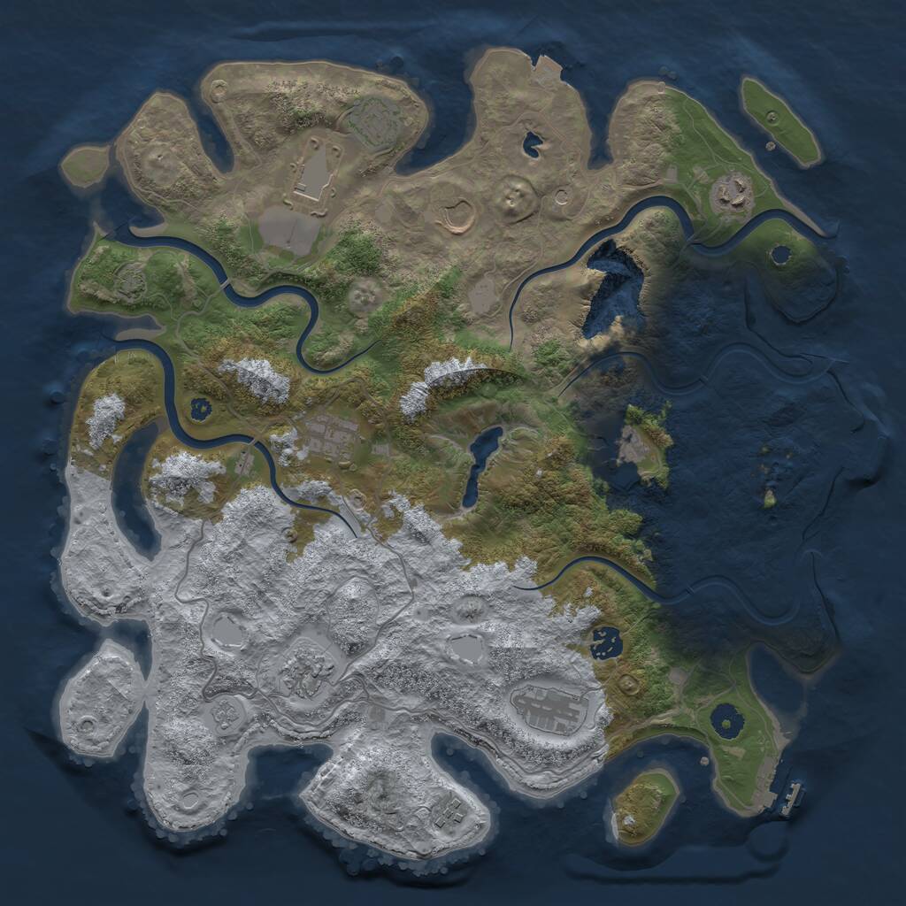 Rust Map: Procedural Map, Size: 4050, Seed: 70000, 16 Monuments