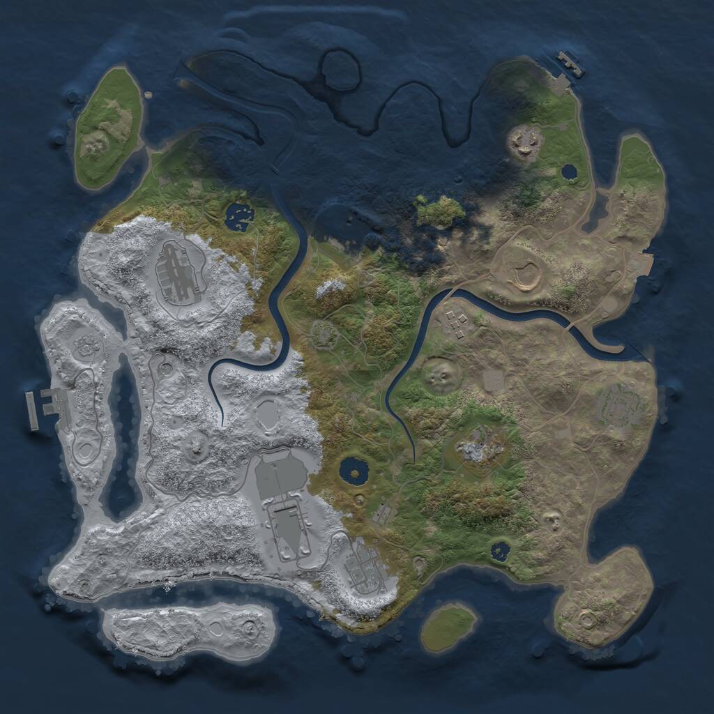Rust Map: Procedural Map, Size: 3700, Seed: 1195163353, 16 Monuments