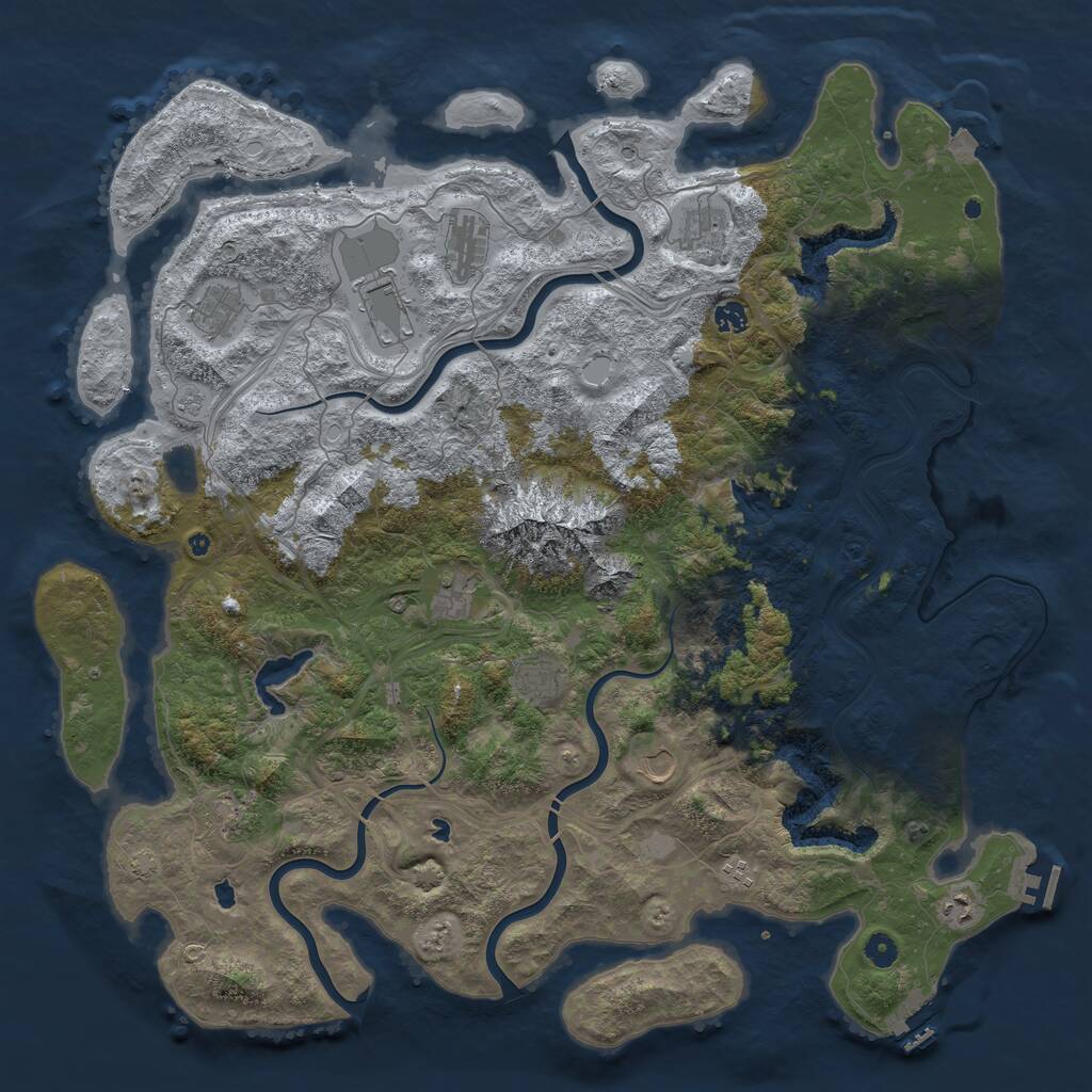 Rust Map: Procedural Map, Size: 5000, Seed: 7762077, 17 Monuments