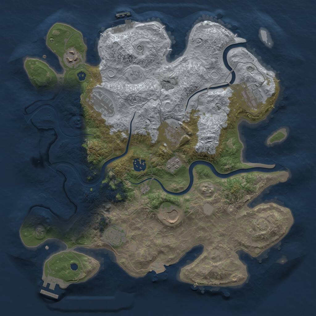 Rust Map: Procedural Map, Size: 3500, Seed: 287079367, 14 Monuments