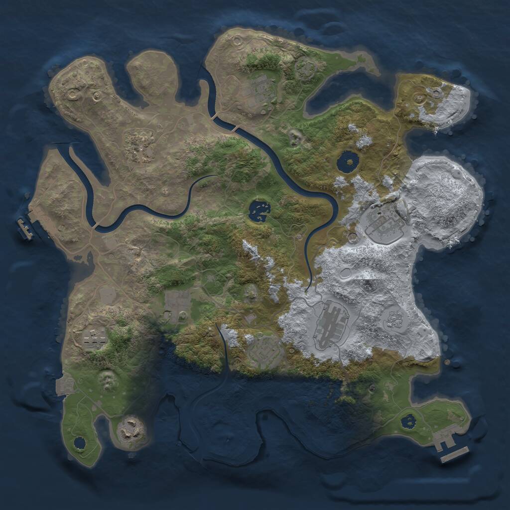 Rust Map: Procedural Map, Size: 3496, Seed: 233323, 15 Monuments