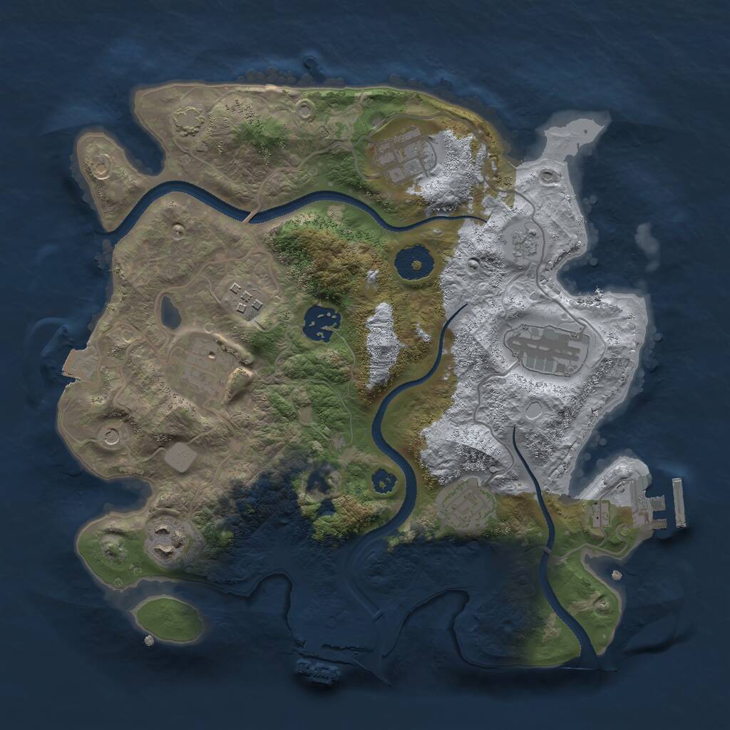 Rust Map: Procedural Map, Size: 3000, Seed: 799243420, 13 Monuments