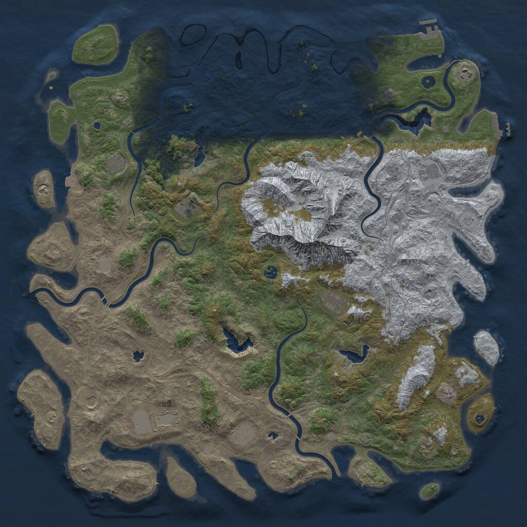 Rust Map: Procedural Map, Size: 6000, Seed: 1312, 17 Monuments