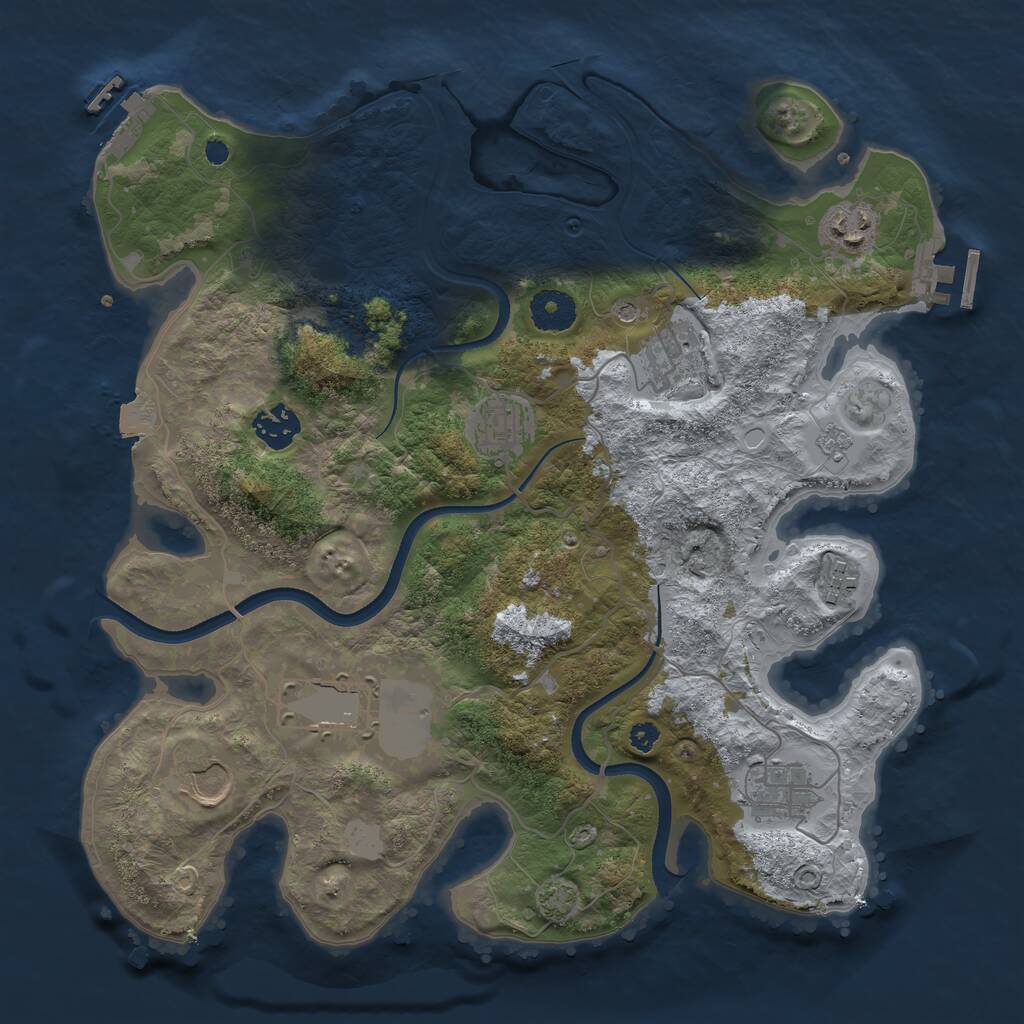 Rust Map: Procedural Map, Size: 3500, Seed: 1429671821, 14 Monuments