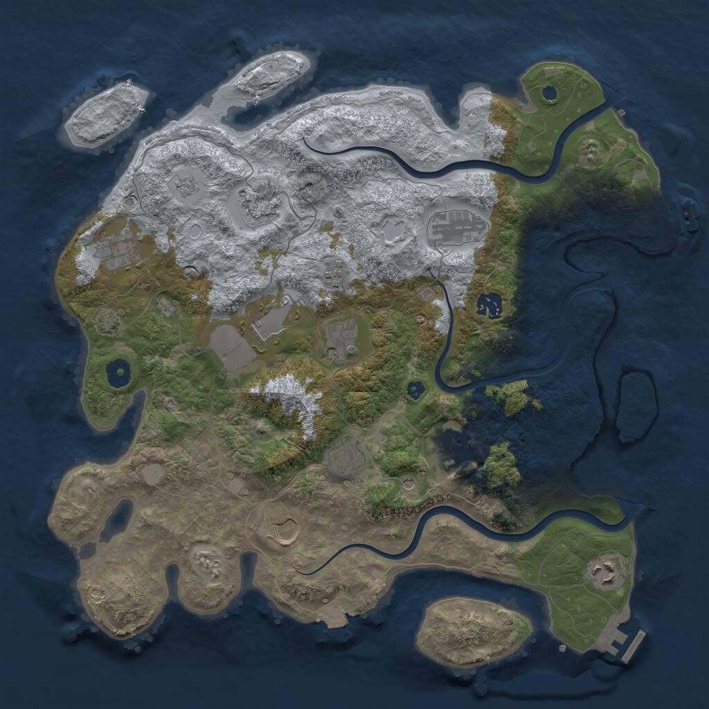 Rust Map: Procedural Map, Size: 3950, Seed: 590406475, 17 Monuments