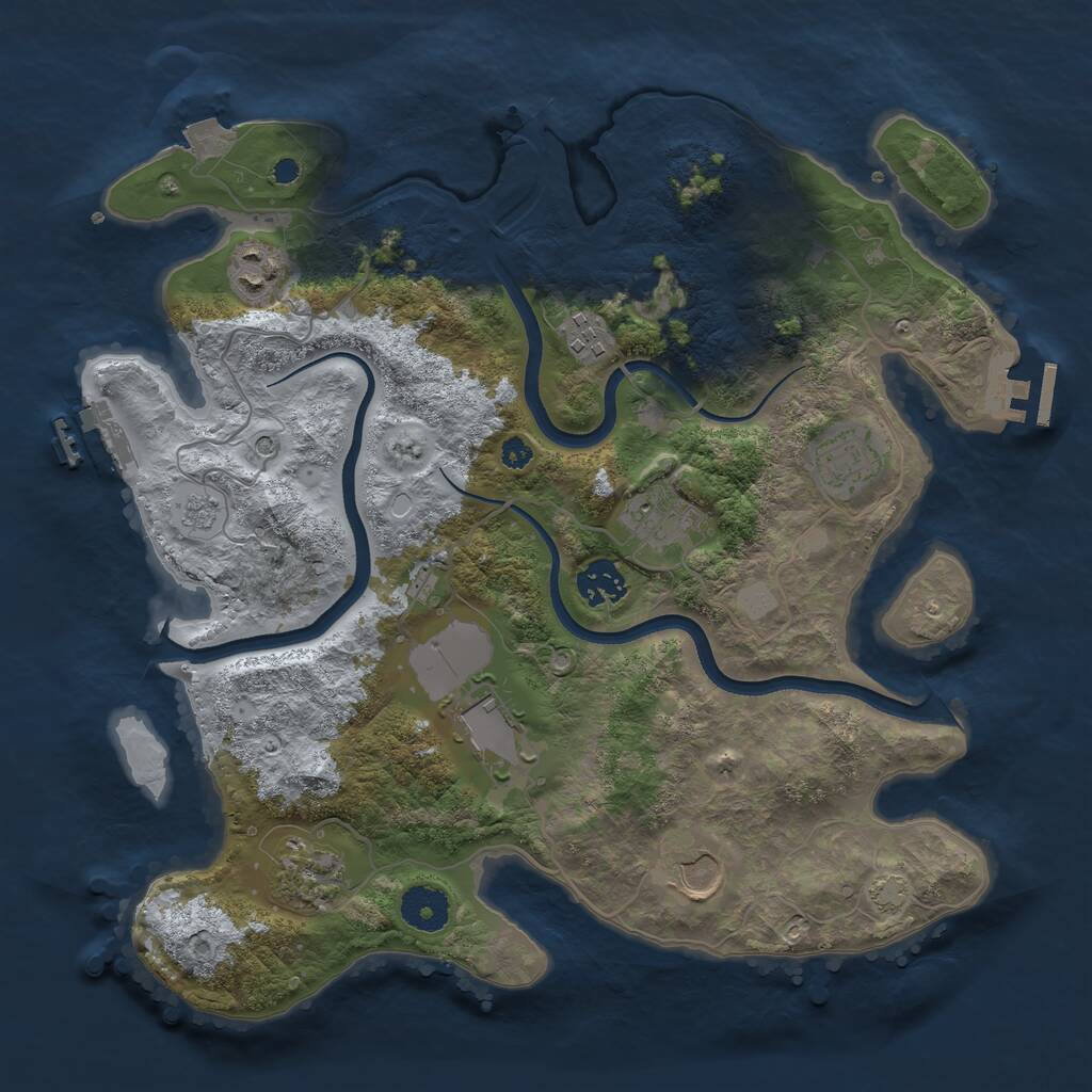 Rust Map: Procedural Map, Size: 3500, Seed: 928614692, 14 Monuments