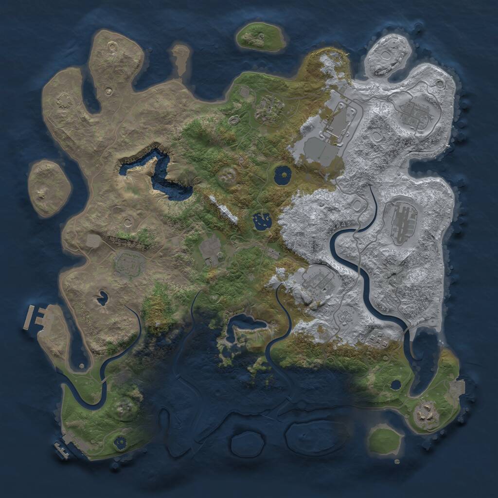 Rust Map: Procedural Map, Size: 4000, Seed: 543405076, 16 Monuments