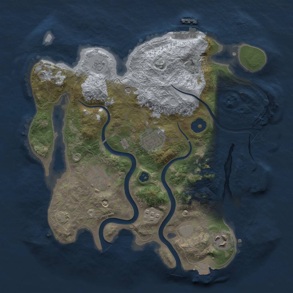 Rust Map: Procedural Map, Size: 3000, Seed: 1841211455, 10 Monuments