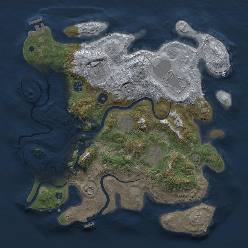 Rust Map: Procedural Map, Size: 3600, Seed: 48709, 13 Monuments