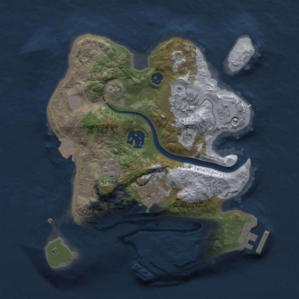 Rust Map: Procedural Map, Size: 2500, Seed: 1943685148, 9 Monuments
