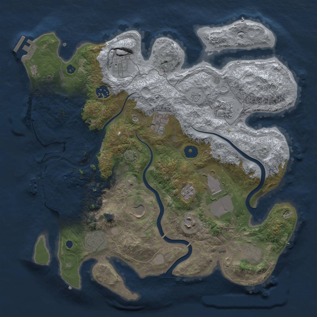 Rust Map: Procedural Map, Size: 3600, Seed: 900032052, 16 Monuments