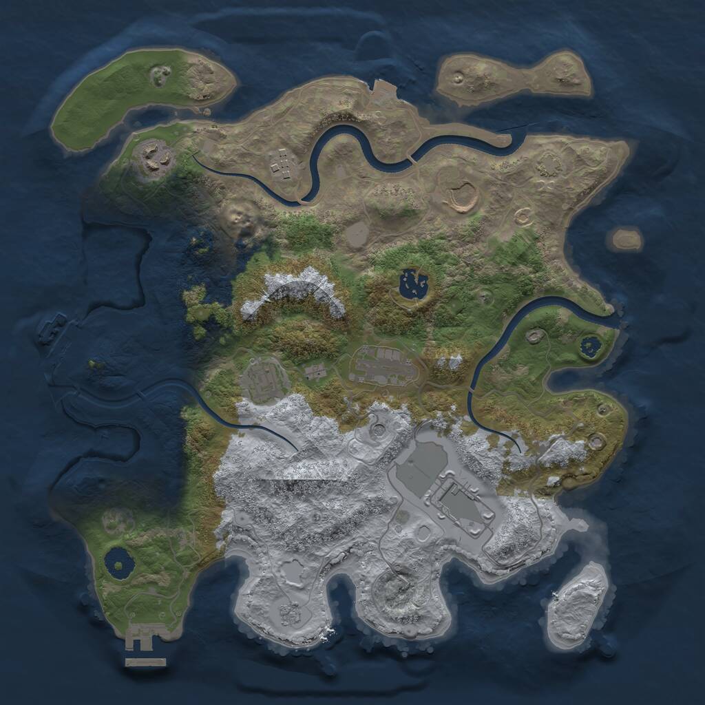 Rust Map: Procedural Map, Size: 3500, Seed: 818238802, 13 Monuments