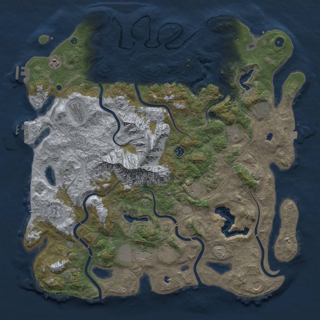 Rust Map: Procedural Map, Size: 5000, Seed: 458, 17 Monuments