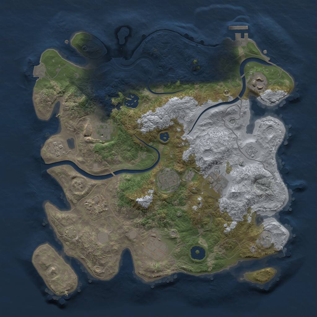 Rust Map: Procedural Map, Size: 3300, Seed: 729523120, 13 Monuments