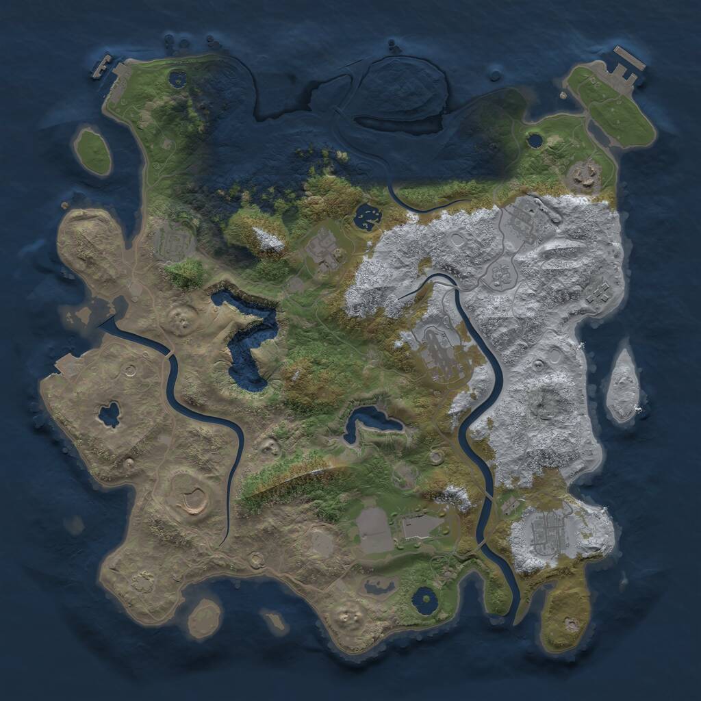 Rust Map: Procedural Map, Size: 4000, Seed: 281180999, 16 Monuments