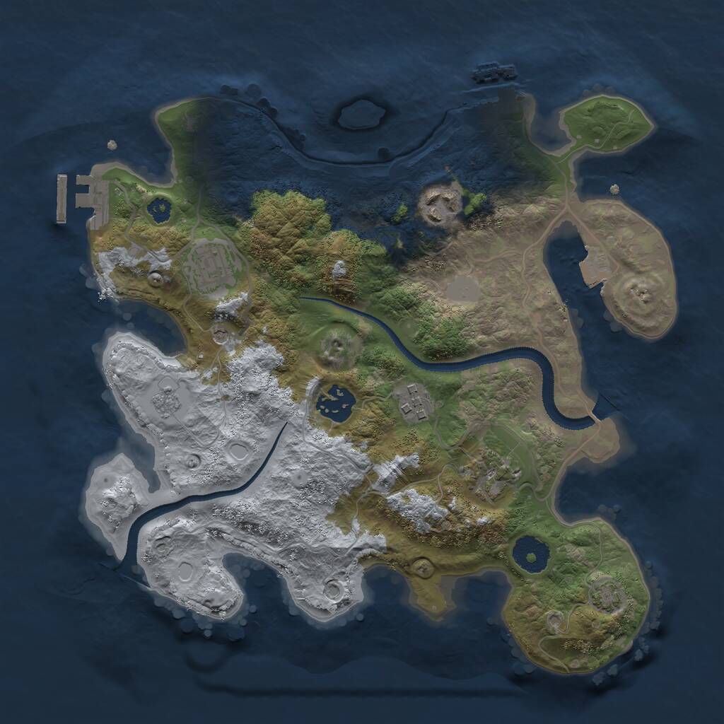 Rust Map: Procedural Map, Size: 3000, Seed: 2104925453, 11 Monuments