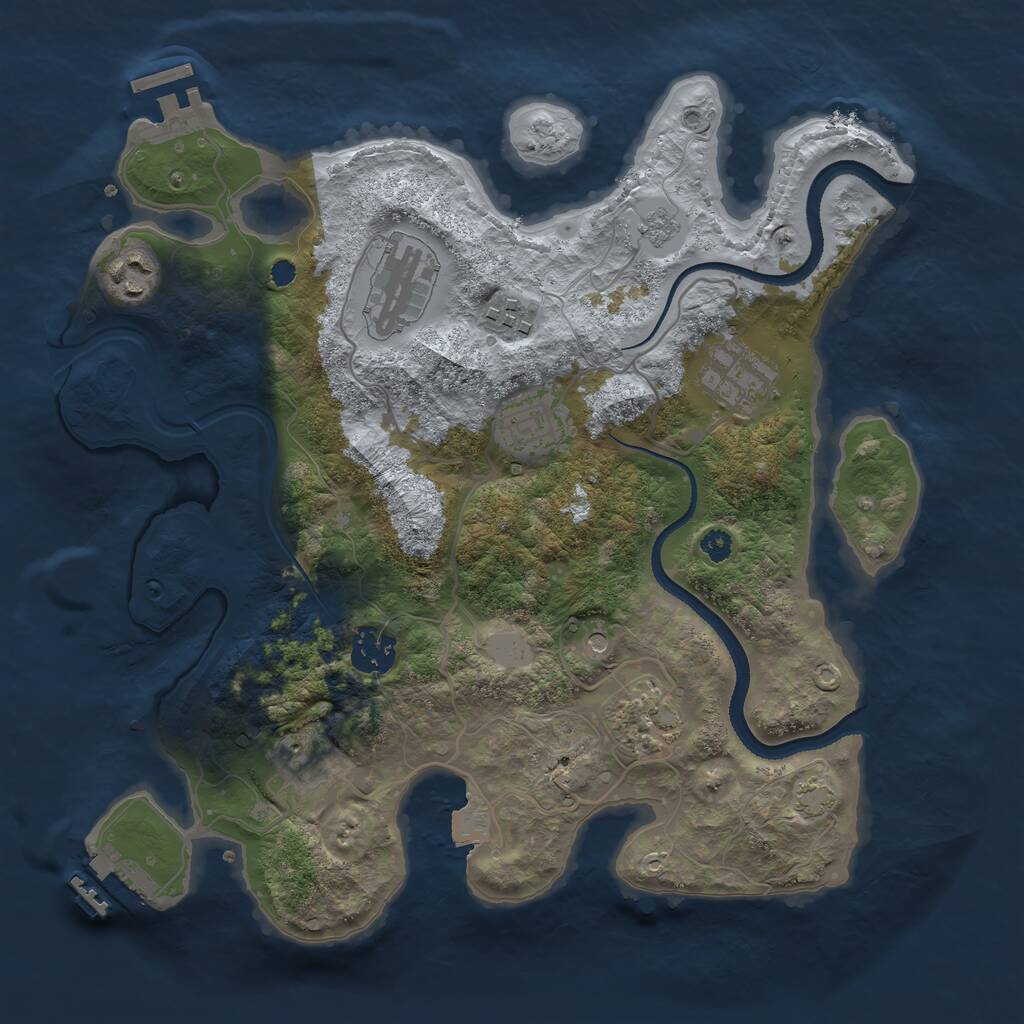 Rust Map: Procedural Map, Size: 3280, Seed: 1, 14 Monuments